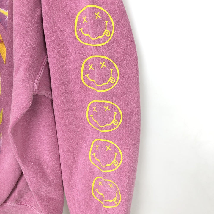 NIRVANA band sweatshirt, men's size M cotton pink type Vintage Second Hand