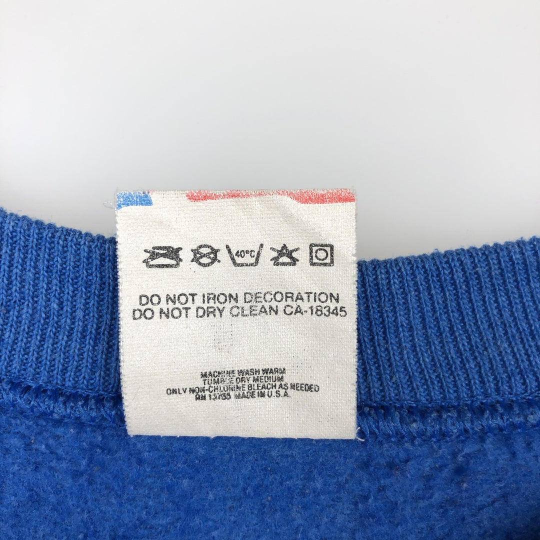 90'S Fruit of the Loom printed sweatshirt, made in the USA, men's size L, vintage cotton blue type Vintage Second Hand