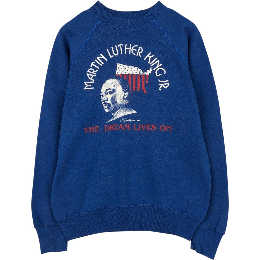 80'S Bassett-Walker Martin Luther King Jr. Print Sweatshirt, Made in USA, Men's Size M (approx.), Vintage polyester blue type Vintage Second Hand