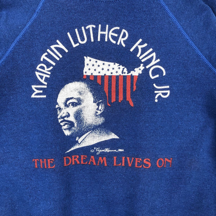 80'S Bassett-Walker Martin Luther King Jr. Print Sweatshirt, Made in USA, Men's Size M (approx.), Vintage polyester blue type Vintage Second Hand