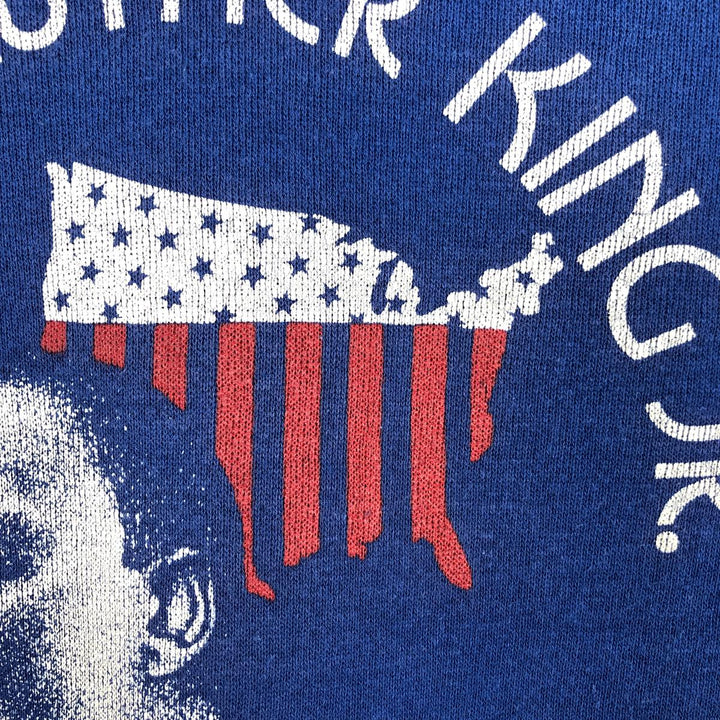 80'S Bassett-Walker Martin Luther King Jr. Print Sweatshirt, Made in USA, Men's Size M (approx.), Vintage polyester blue type Vintage Second Hand