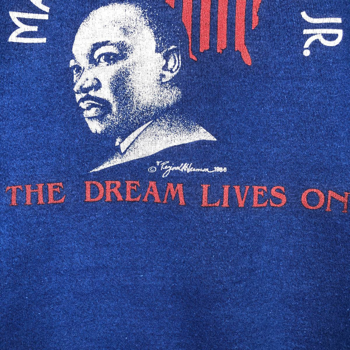 80'S Bassett-Walker Martin Luther King Jr. Print Sweatshirt, Made in USA, Men's Size M (approx.), Vintage polyester blue type Vintage Second Hand