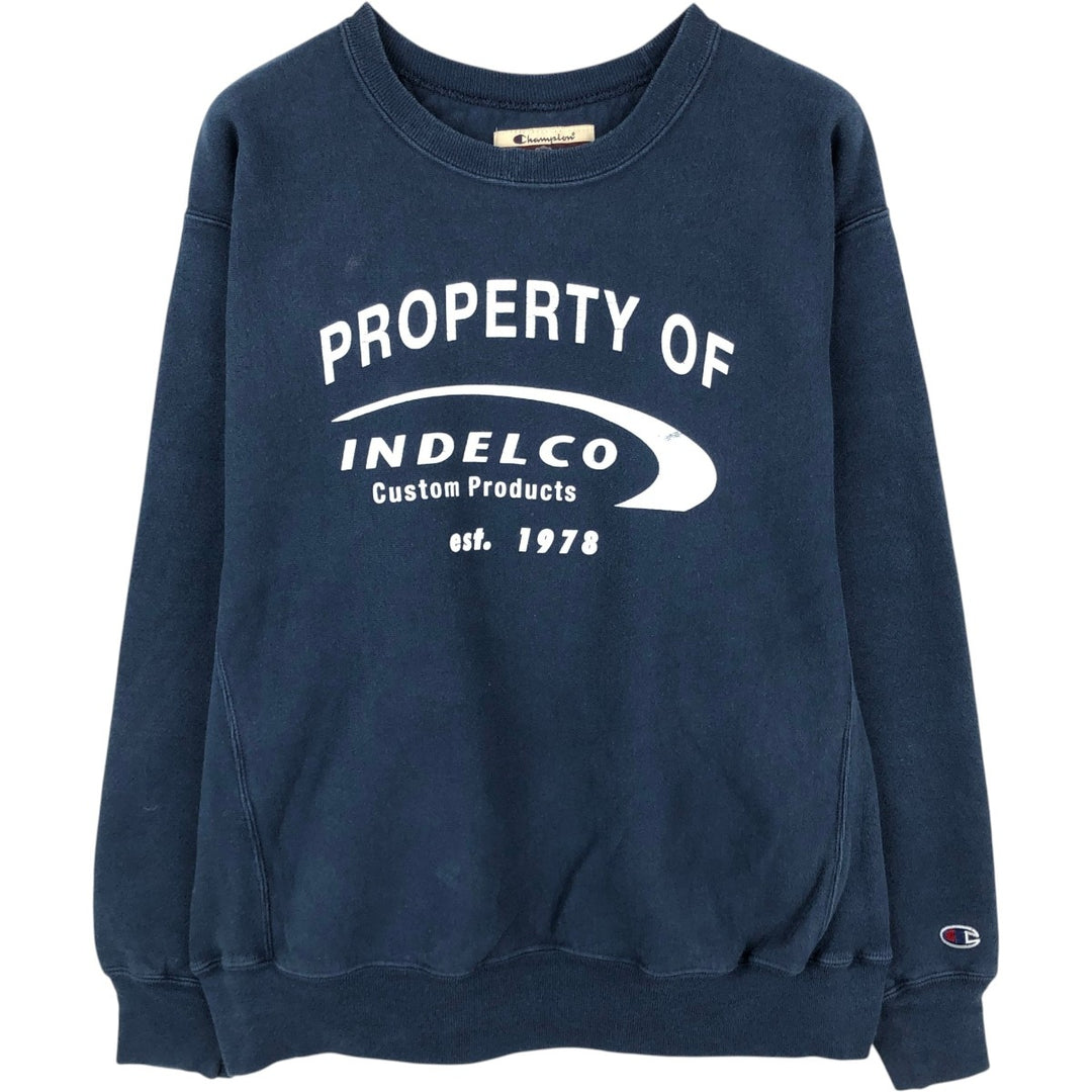 2000'S Champion Premium Reverse Weave Advertising Sweatshirt cotton navy blue type Vintage Second Hand
