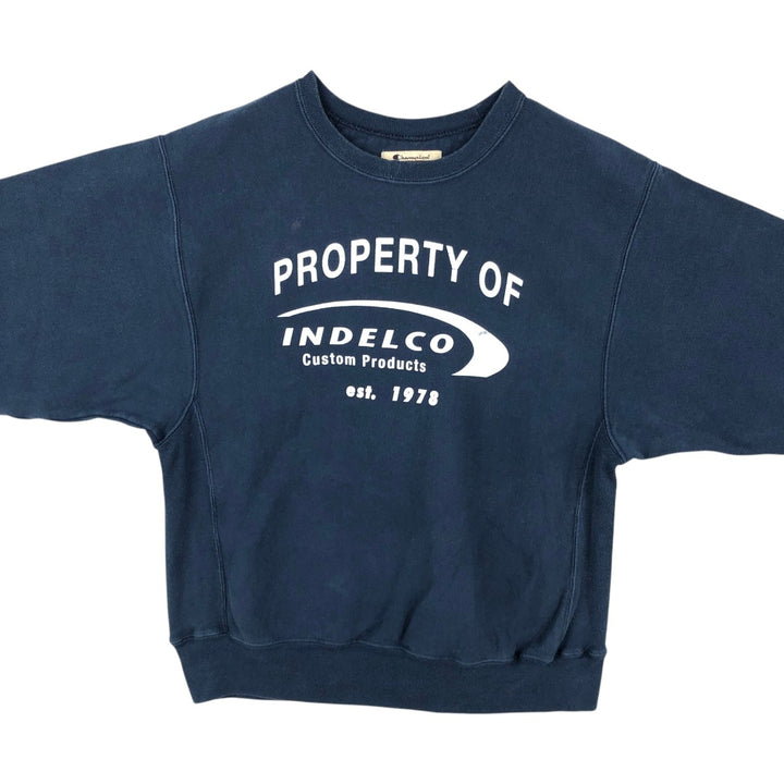 2000'S Champion Premium Reverse Weave Advertising Sweatshirt cotton navy blue type Vintage Second Hand