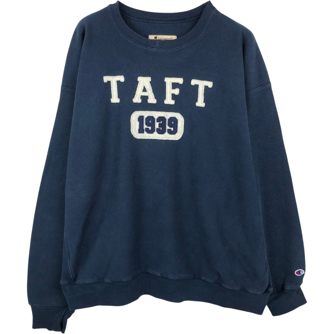 2000'S Champion Premium Reverse Weave College Sweatshirt (Men's XXL equivalent) cotton navy blue type Vintage Second Hand