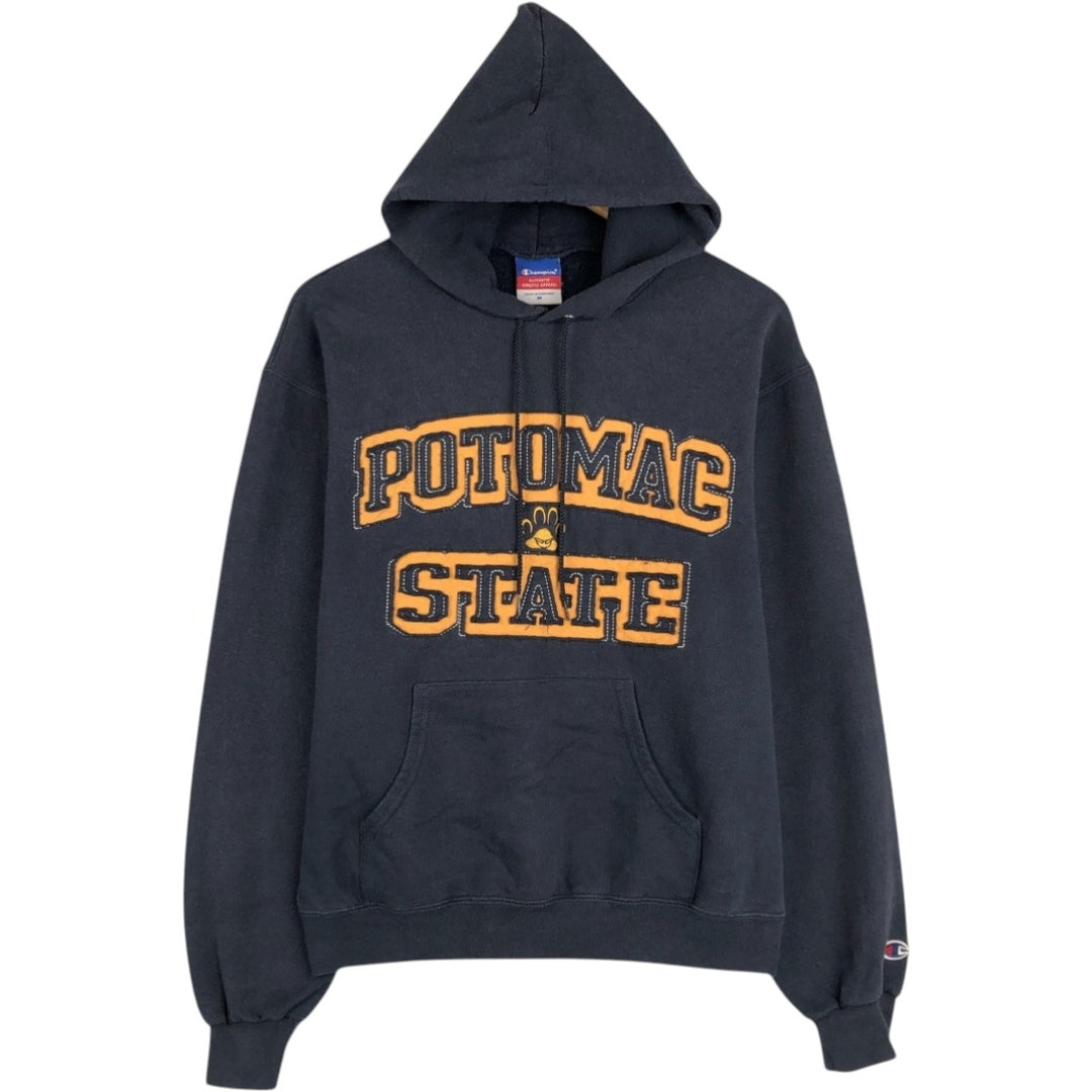 Champion Authentic Athletic Apparel College Sweatshirt Pullover Hoodie, Men's Size M (approx.) cotton navy blue type Vintage Second Hand