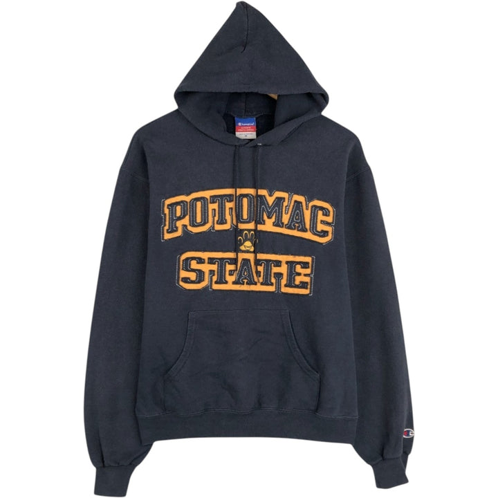 Champion Authentic Athletic Apparel College Sweatshirt Pullover Hoodie, Men's Size M (approx.) cotton navy blue type Vintage Second Hand