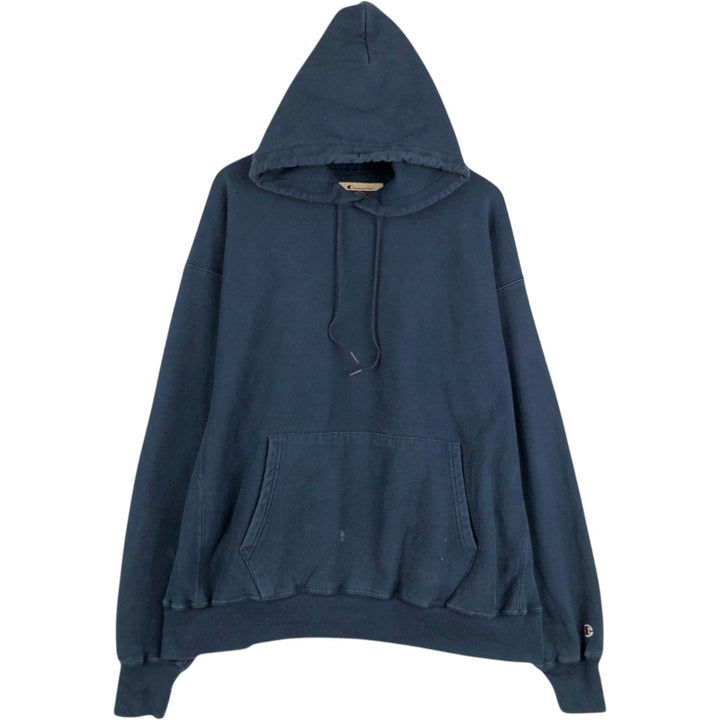 2000'S Champion Premium Reverse Weave Plain Blank Sweatshirt Hoodie (Men's XXL equivalent) unclear navy blue type Vintage Second Hand