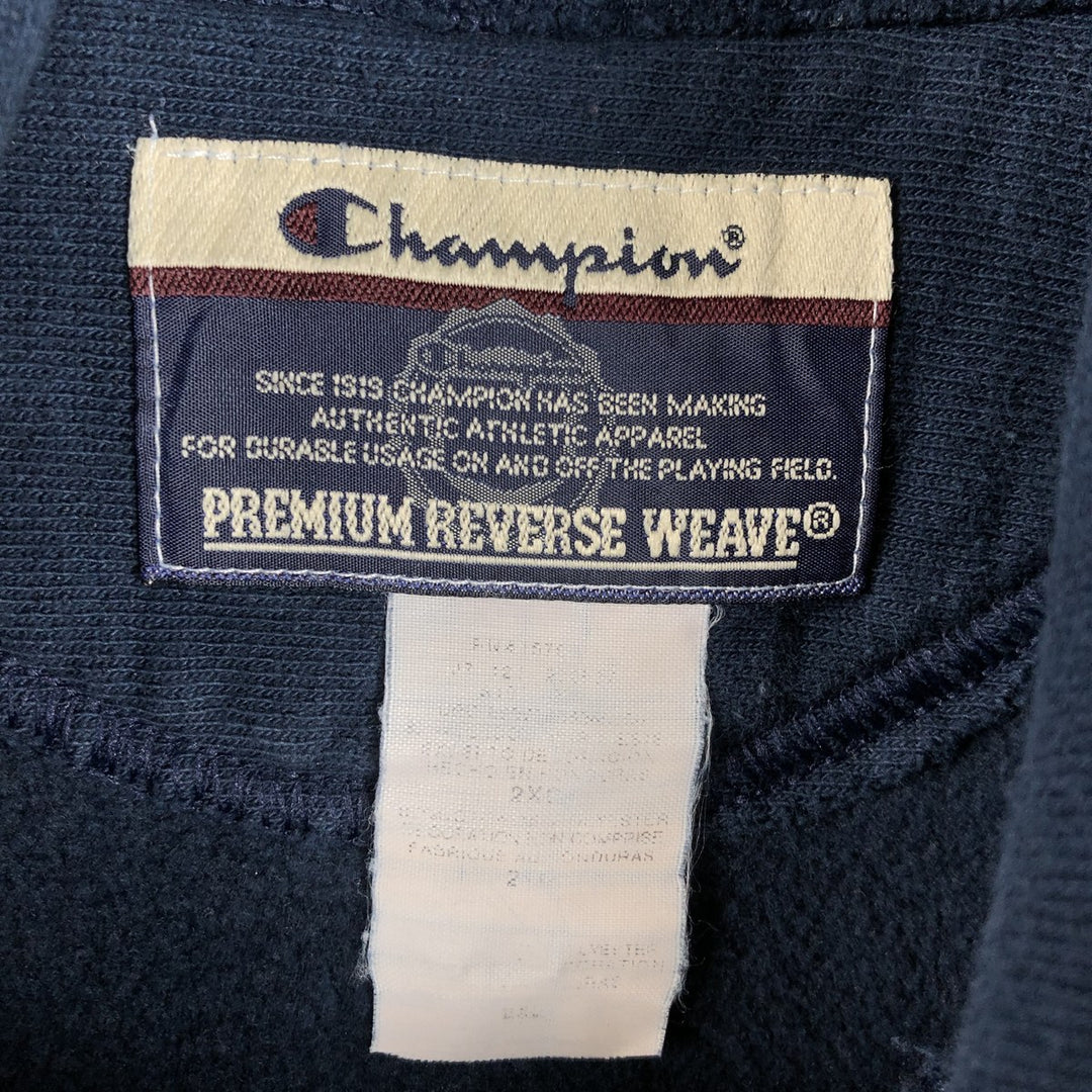 2000'S Champion Premium Reverse Weave Plain Blank Sweatshirt Hoodie (Men's XXL equivalent) unclear navy blue type Vintage Second Hand