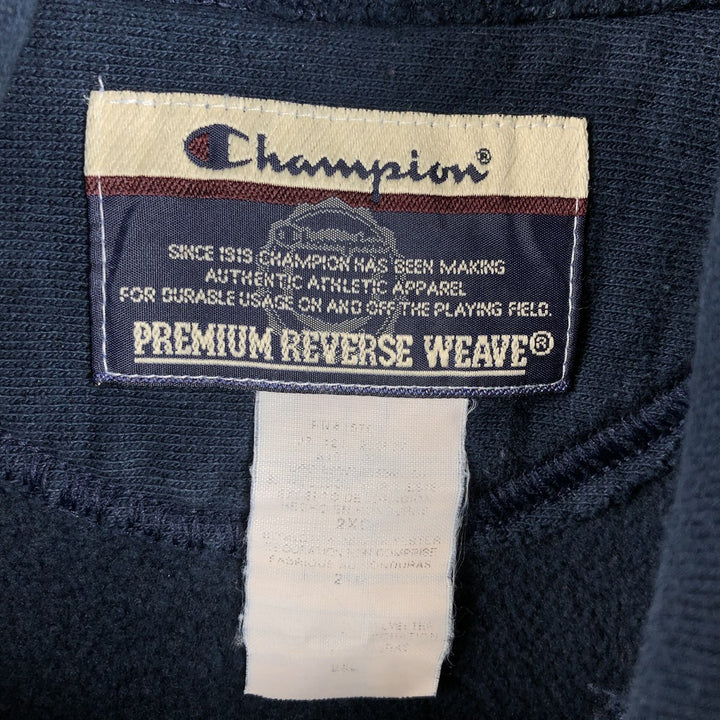 2000'S Champion Premium Reverse Weave Plain Blank Sweatshirt Hoodie (Men's XXL equivalent) unclear navy blue type Vintage Second Hand