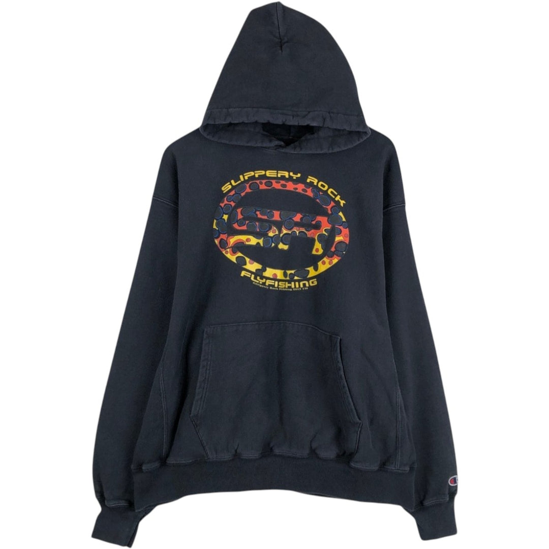 2000'S Champion Premium Reverse Weave Sweatshirt Pullover Hoodie, Men's XL cotton black type Vintage Second Hand