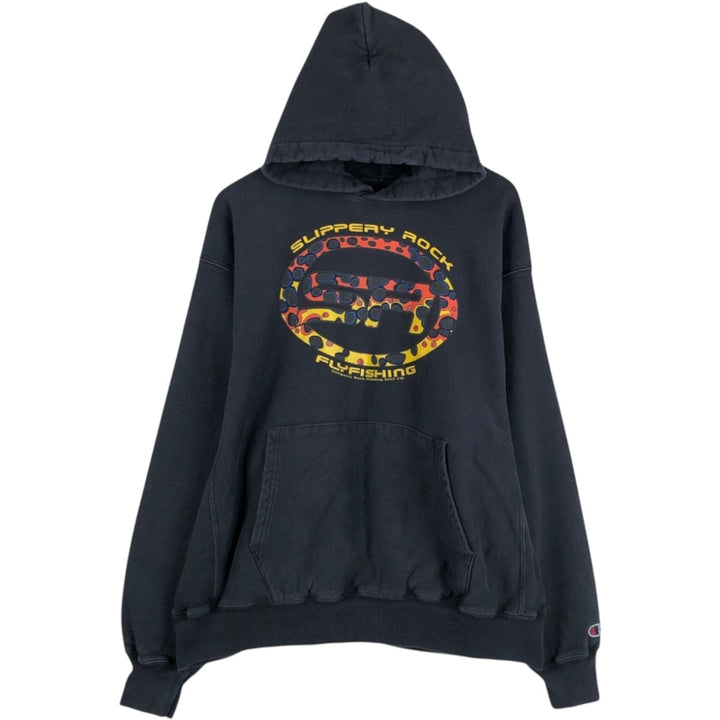 2000'S Champion Premium Reverse Weave Sweatshirt Pullover Hoodie, Men's XL cotton black type Vintage Second Hand