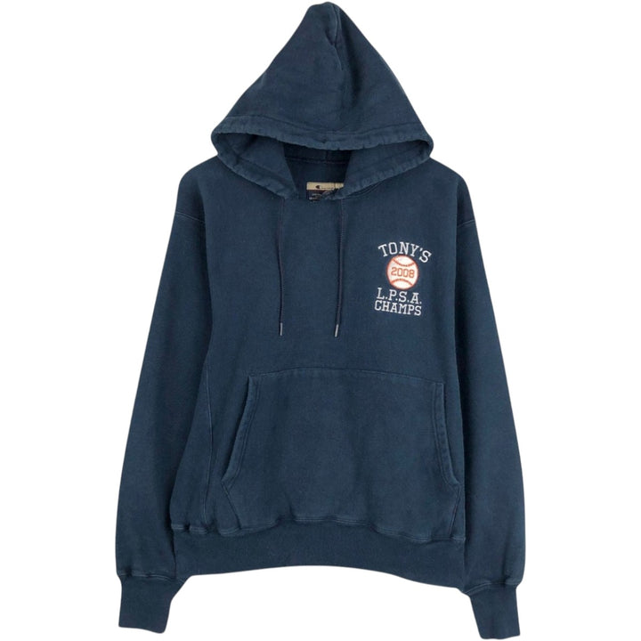 2000'S Champion PREMIUM REVERSE WEAVE Premium Reverse Weave Sweatshirt Pullover Hoodie, Men's Size M cotton navy blue type Vintage Second Hand