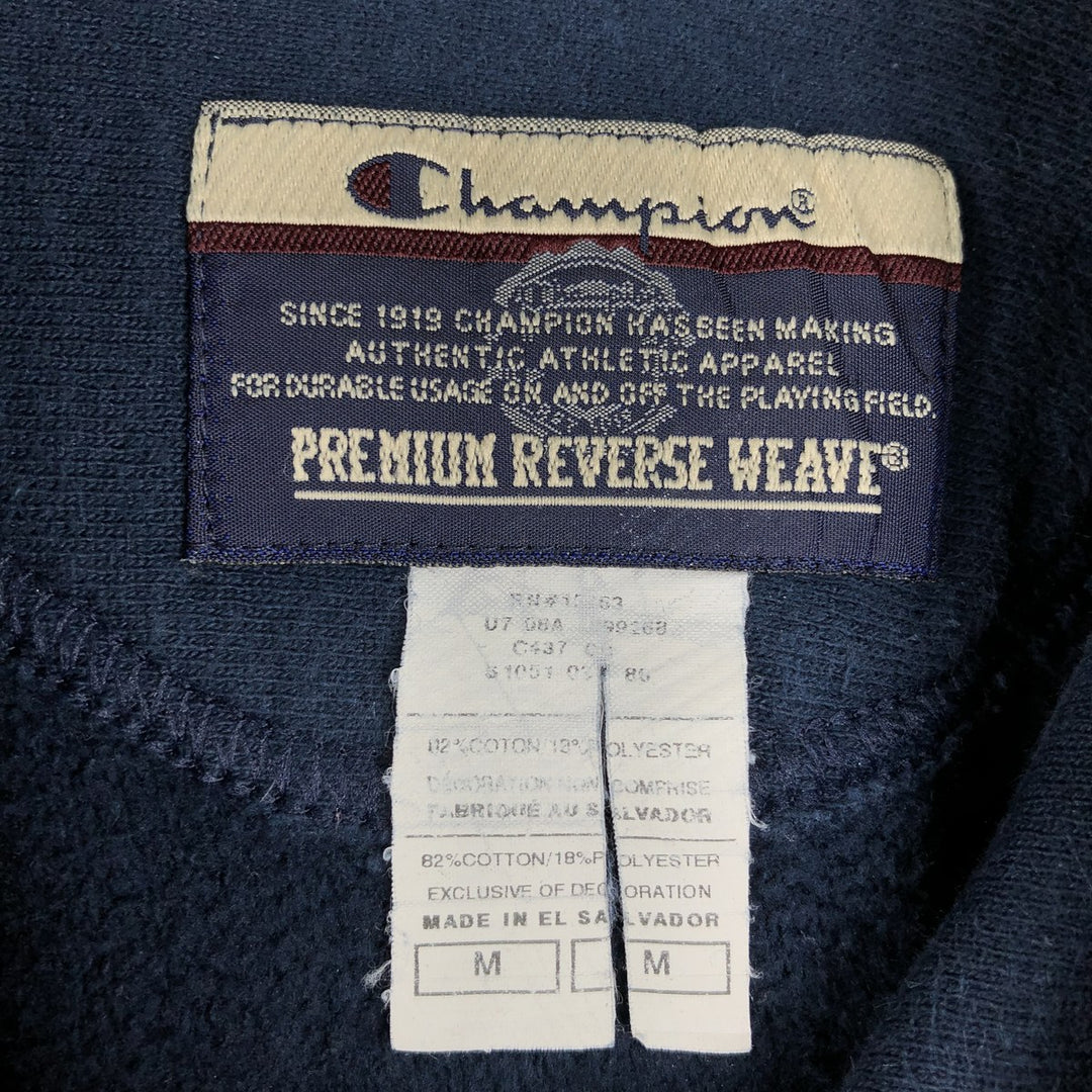2000'S Champion PREMIUM REVERSE WEAVE Premium Reverse Weave Sweatshirt Pullover Hoodie, Men's Size M cotton navy blue type Vintage Second Hand