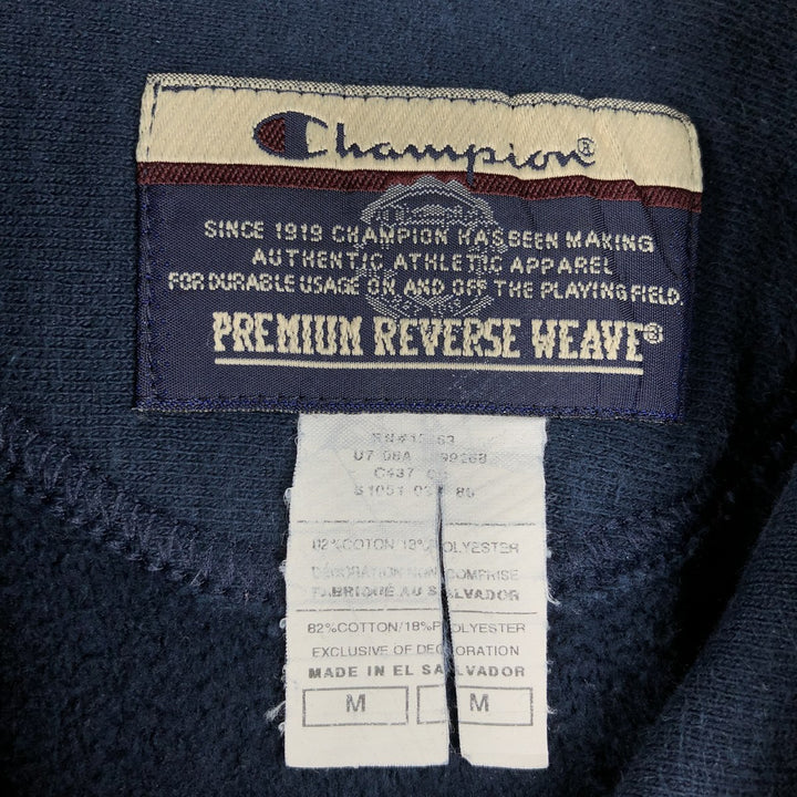 2000'S Champion PREMIUM REVERSE WEAVE Premium Reverse Weave Sweatshirt Pullover Hoodie, Men's Size M cotton navy blue type Vintage Second Hand