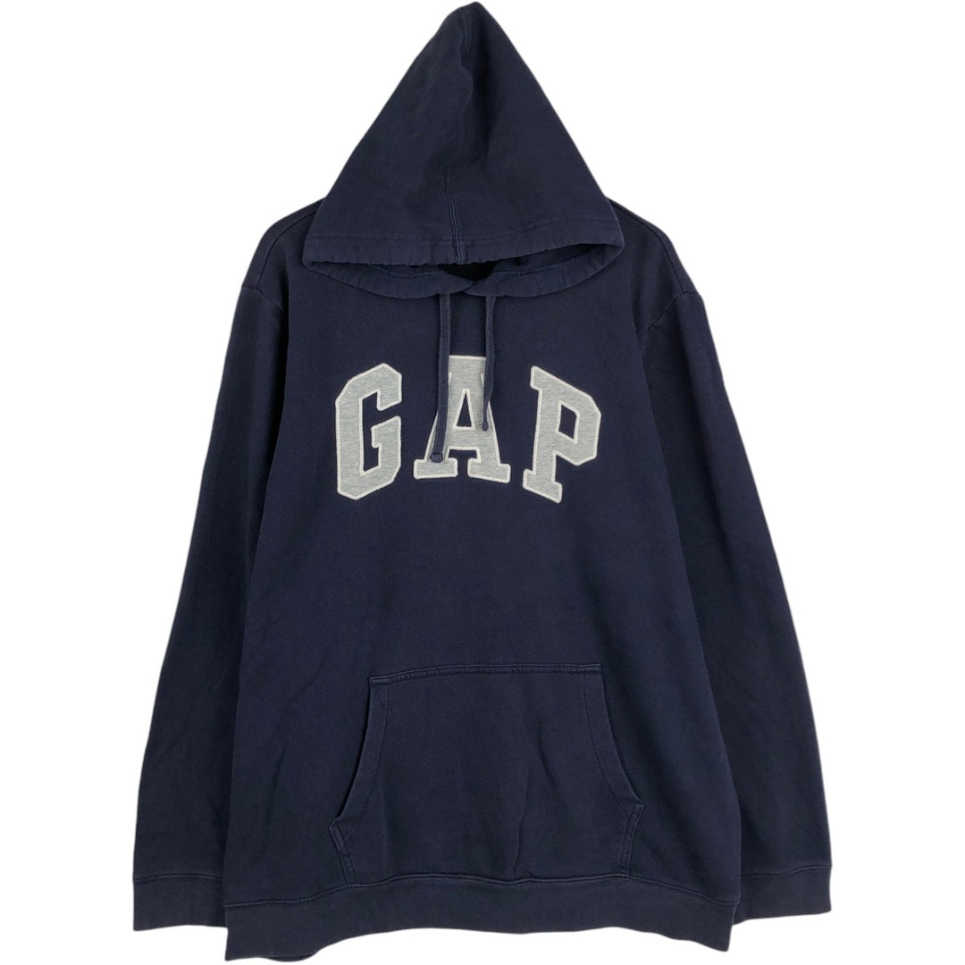 GAP Patch Sweat Pullover Hoodie, Made in Cambodia, Size XL (Equivalent to Men's XL), Long Sleeve Pullover cotton navy blue type Vintage Second Hand