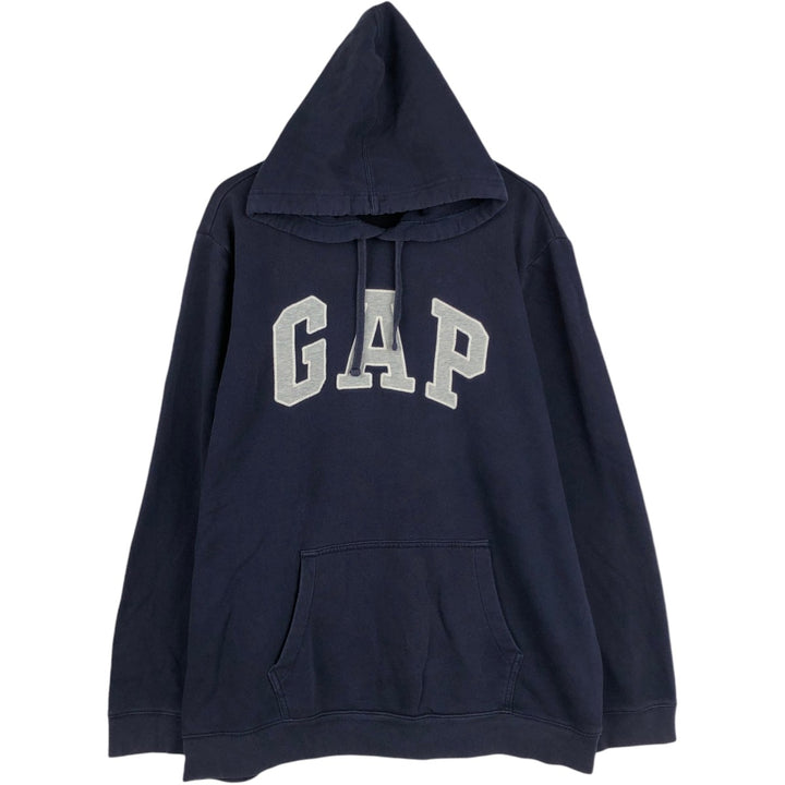 GAP Patch Sweat Pullover Hoodie, Made in Cambodia, Size XL (Equivalent to Men's XL), Long Sleeve Pullover cotton navy blue type Vintage Second Hand