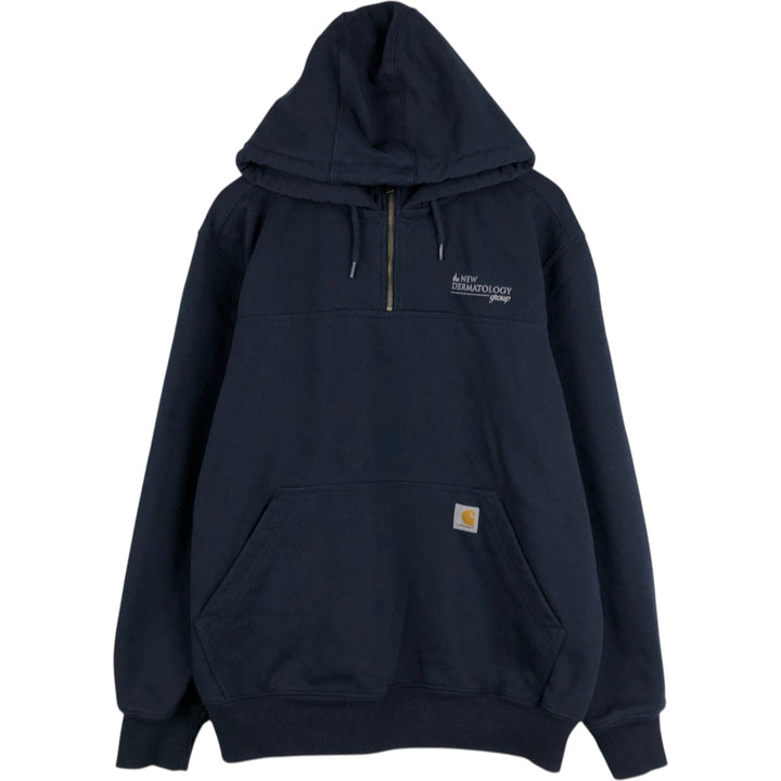 Carhartt Loose Fit Half-Zip Hoodie, Men's Size L cotton navy blue type Vintage Second Hand