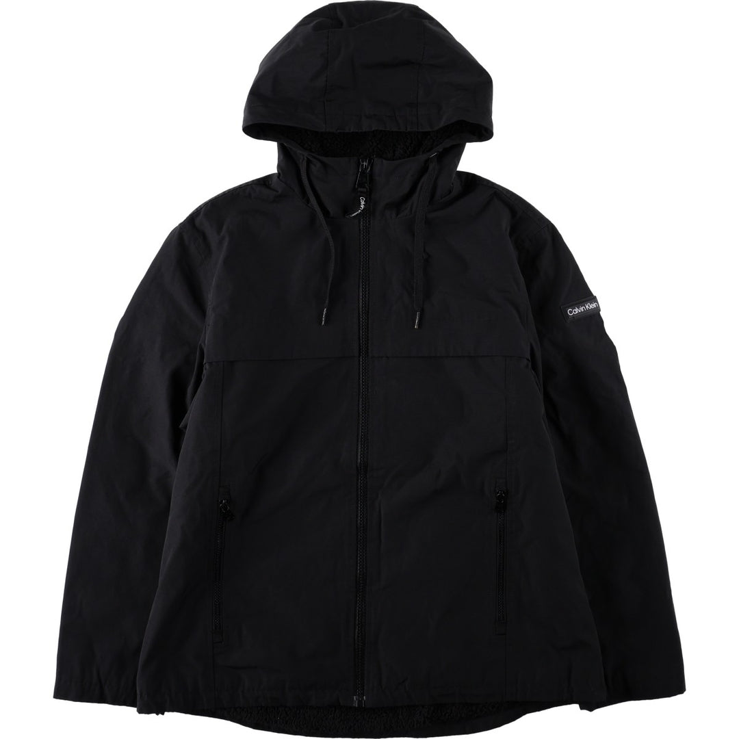 2000'S Calvin Klein padded hoodie/puffer jacket, men's size L (approx.) polyester black type Vintage Second Hand