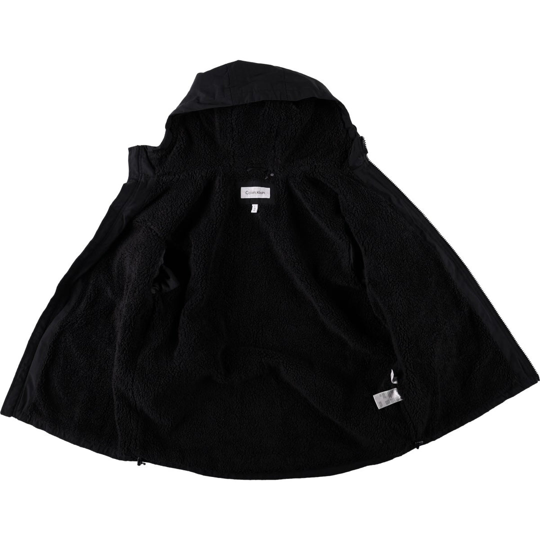 2000'S Calvin Klein padded hoodie/puffer jacket, men's size L (approx.) polyester black type Vintage Second Hand