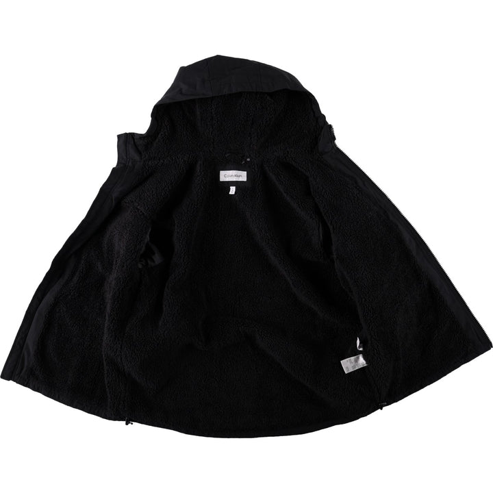 2000'S Calvin Klein padded hoodie/puffer jacket, men's size L (approx.) polyester black type Vintage Second Hand