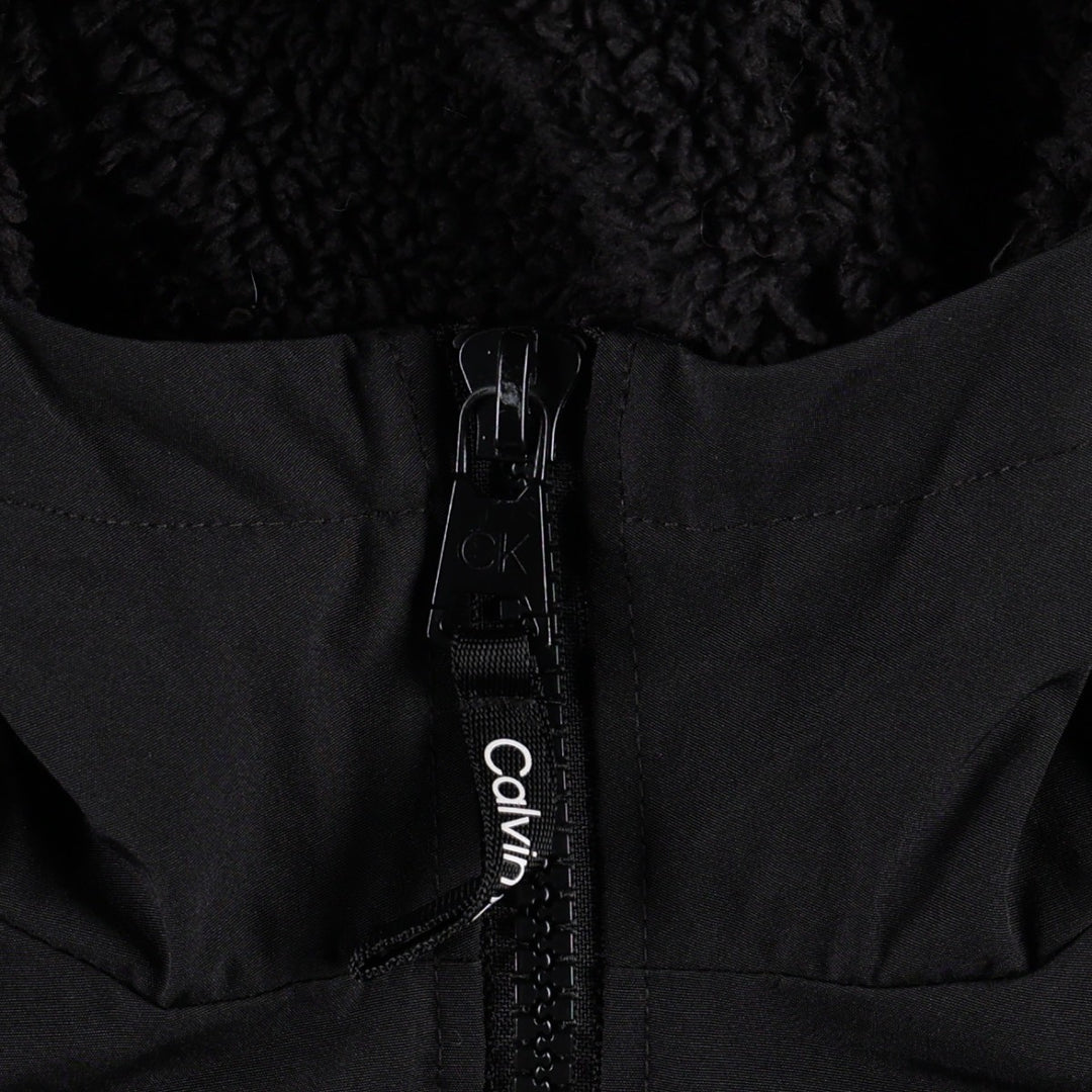2000'S Calvin Klein padded hoodie/puffer jacket, men's size L (approx.) polyester black type Vintage Second Hand