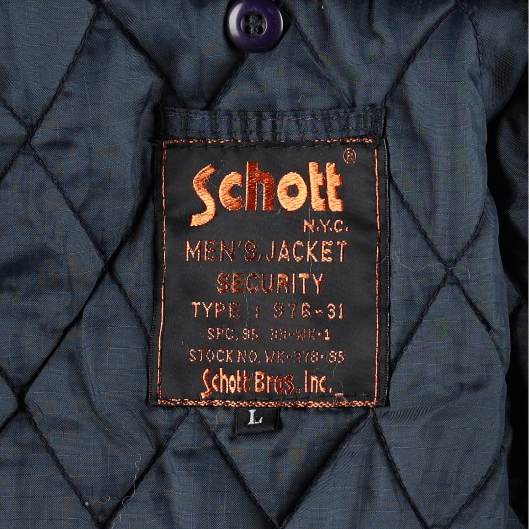 Schott Ripstop Padded Jacket Puffer Jacket Men's Size L unclear navy blue type Vintage Second Hand