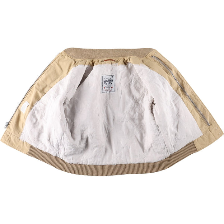 1980'S Catalina Varsity Padded Derby Jacket, Cup Shoulder Jacket, Made in USA, Men's Size L (Equivalent), Vintage unclear Beige type Vintage Second Hand
