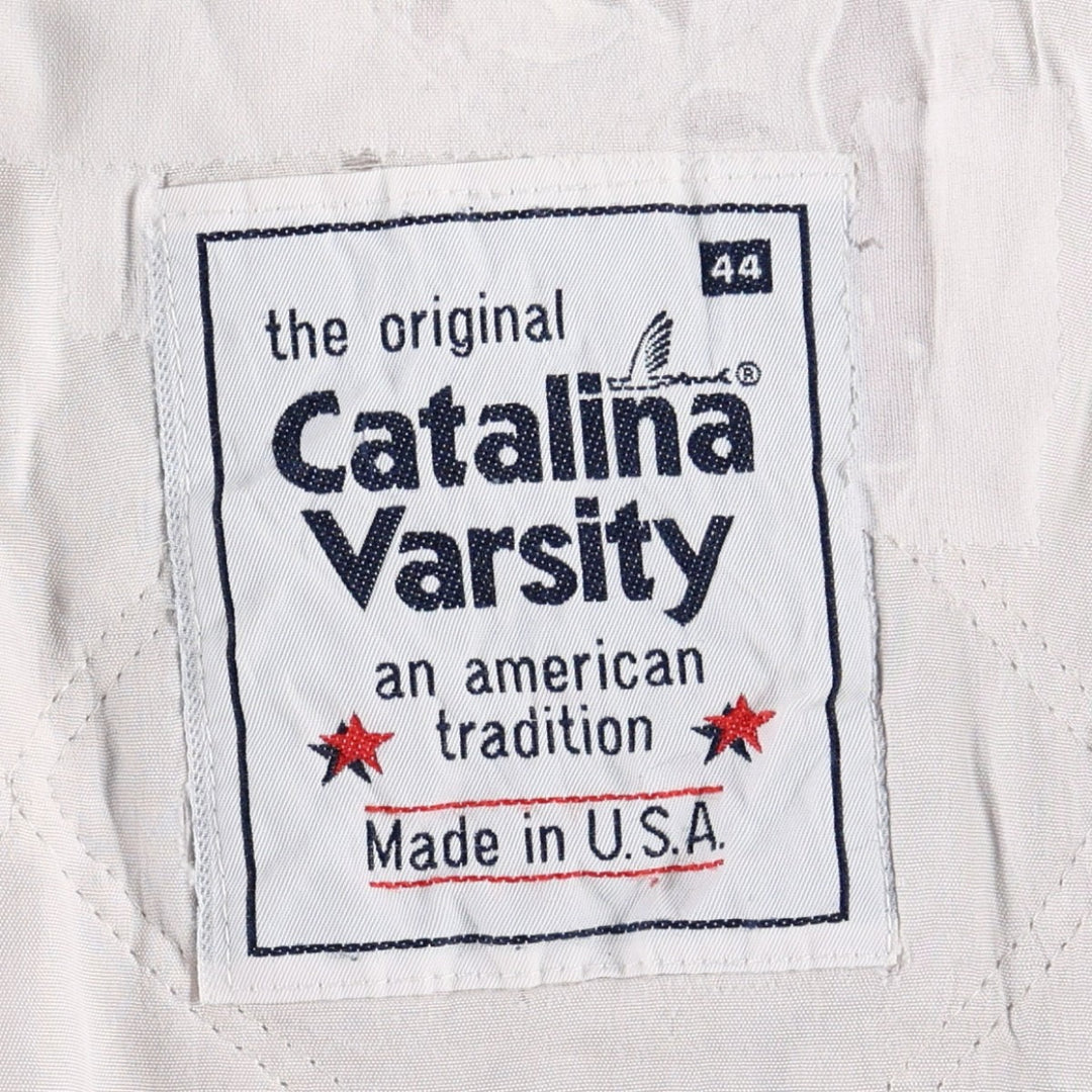 1980'S Catalina Varsity Padded Derby Jacket, Cup Shoulder Jacket, Made in USA, Men's Size L (Equivalent), Vintage unclear Beige type Vintage Second Hand