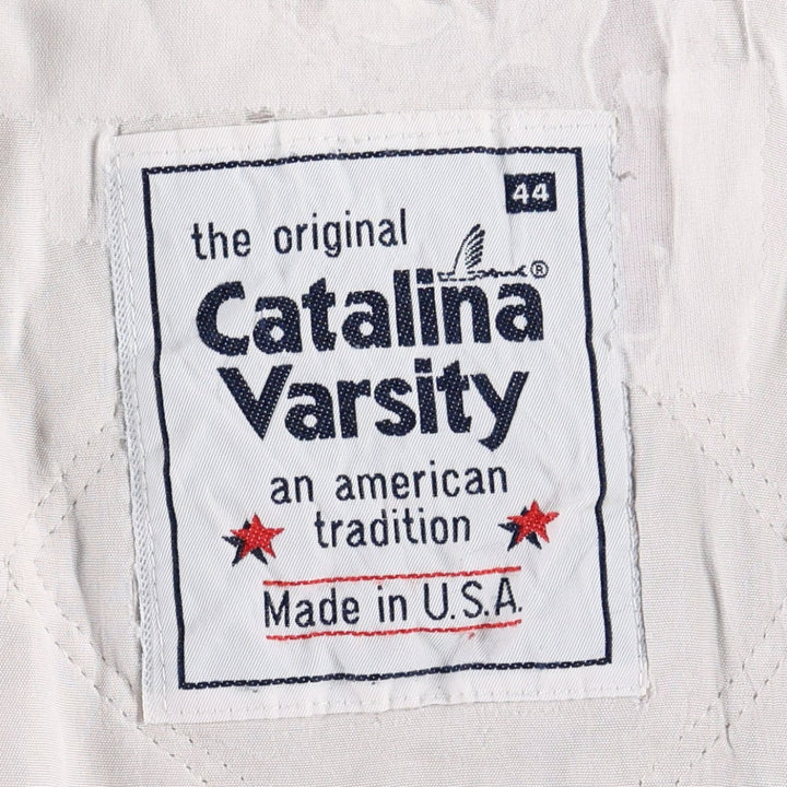 1980'S Catalina Varsity Padded Derby Jacket, Cup Shoulder Jacket, Made in USA, Men's Size L (Equivalent), Vintage unclear Beige type Vintage Second Hand