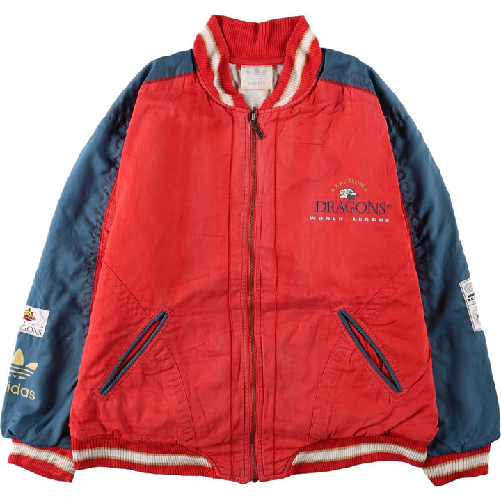 90'S Adidas Trefoil Logo Barcelona Dragons Padded Jacket Puffer Jacket Men's Size L (approx.) Vintage cotton red type Vintage Second Hand