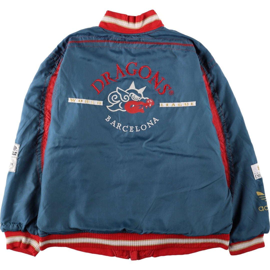 90'S Adidas Trefoil Logo Barcelona Dragons Padded Jacket Puffer Jacket Men's Size L (approx.) Vintage cotton red type Vintage Second Hand