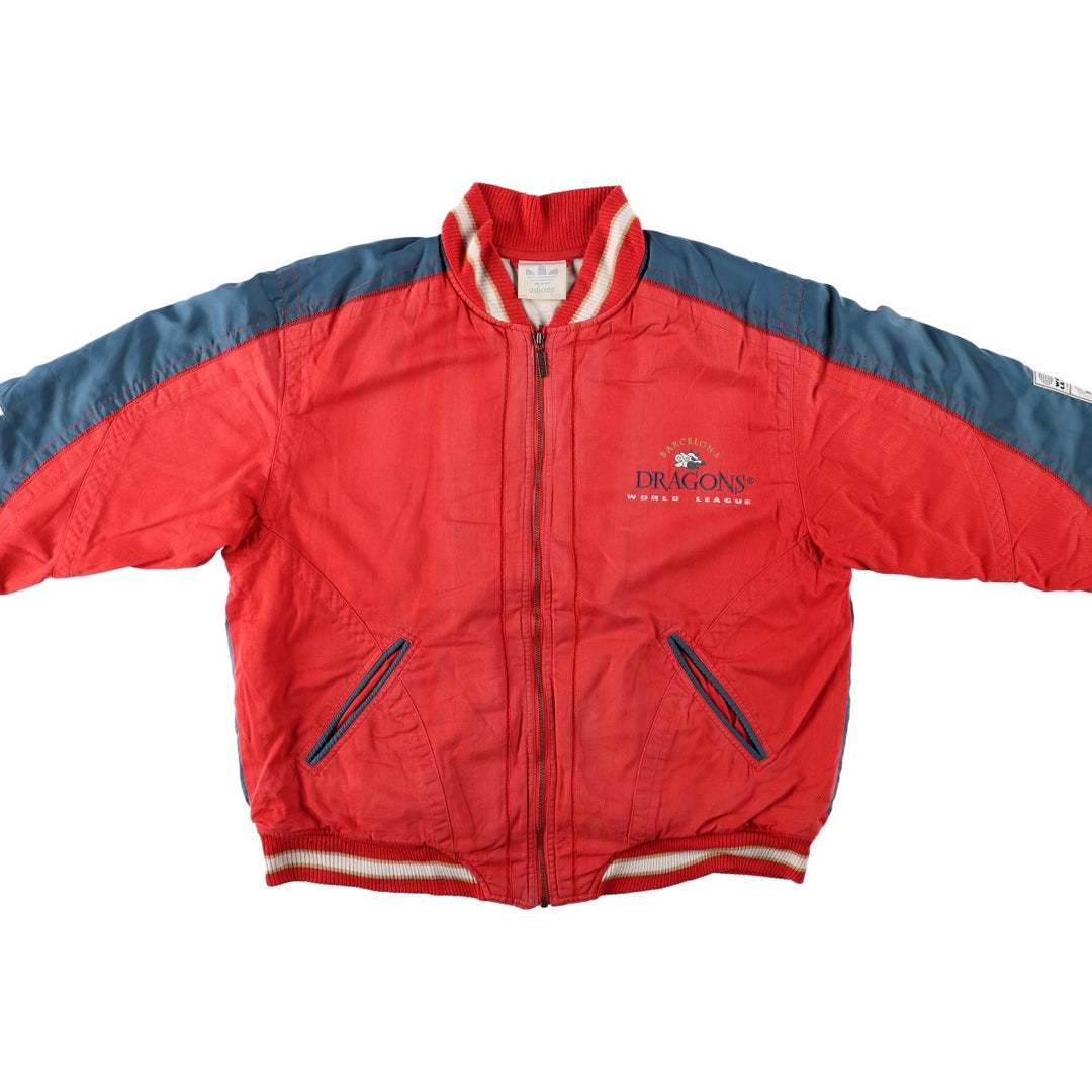 90'S Adidas Trefoil Logo Barcelona Dragons Padded Jacket Puffer Jacket Men's Size L (approx.) Vintage cotton red type Vintage Second Hand