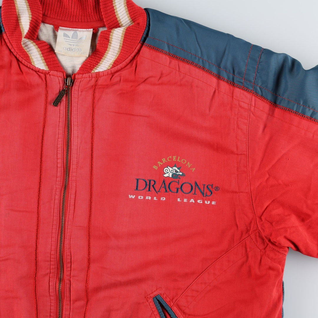 90'S Adidas Trefoil Logo Barcelona Dragons Padded Jacket Puffer Jacket Men's Size L (approx.) Vintage cotton red type Vintage Second Hand