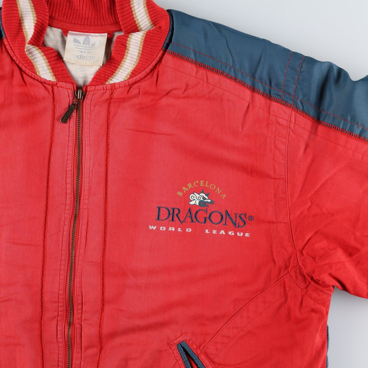 90'S Adidas Trefoil Logo Barcelona Dragons Padded Jacket Puffer Jacket Men's Size L (approx.) Vintage cotton red type Vintage Second Hand