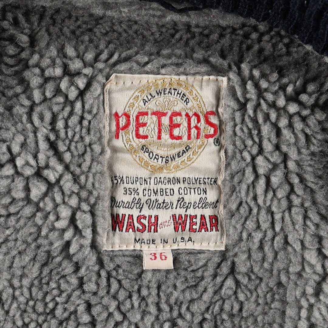 1960'S PETERS Padded Derby Jacket, Cup Shoulder Jacket, Made in USA, Men's Size S (approx.) polyester navy blue type Vintage Second Hand