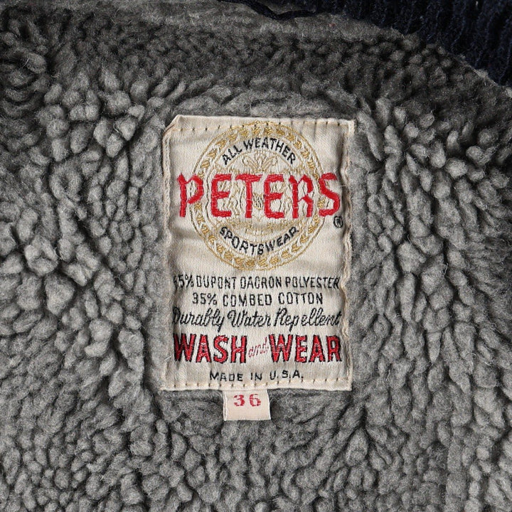 1960'S PETERS Padded Derby Jacket, Cup Shoulder Jacket, Made in USA, Men's Size S (approx.) polyester navy blue type Vintage Second Hand