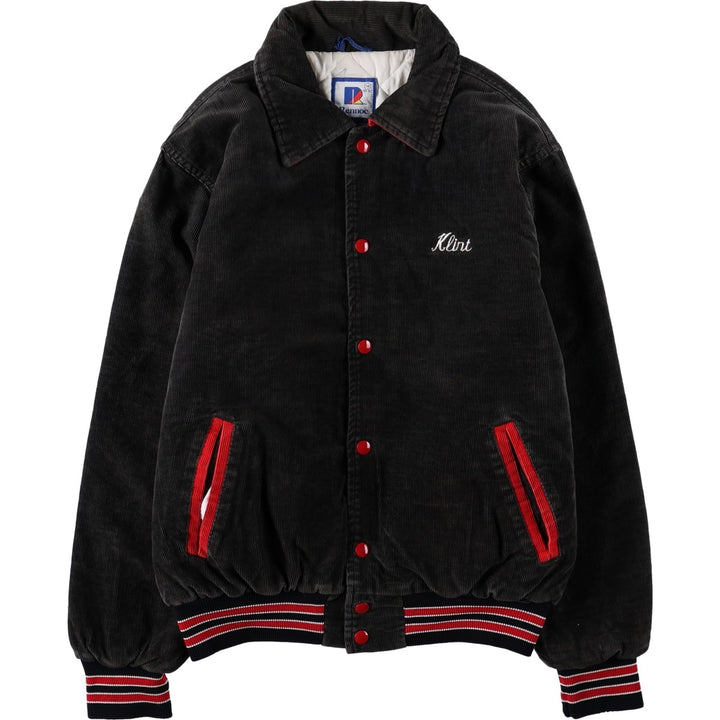 80s-90'S RENNOC Collared, Padded Corduroy Button-Up Varsity Jacket, Made in USA, Men's Size M (Equivalent) Vintage cotton black type Vintage Second Hand