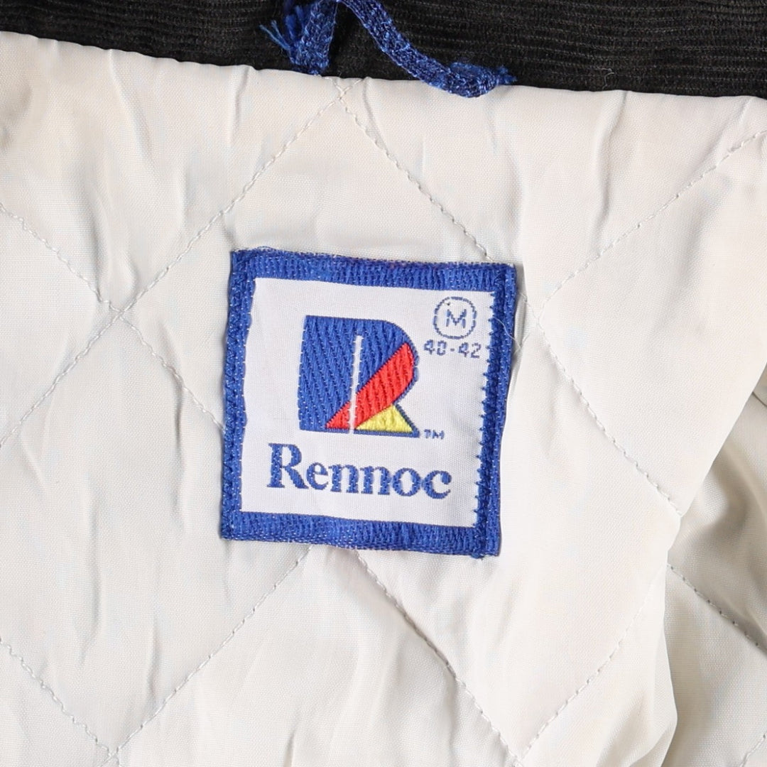 80s-90'S RENNOC Collared, Padded Corduroy Button-Up Varsity Jacket, Made in USA, Men's Size M (Equivalent) Vintage cotton black type Vintage Second Hand