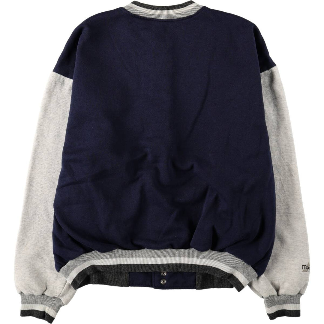 90'S Majestic Pennsylvania State University College Cotton Button Varsity Jacket (Men's XL equivalent) cotton navy blue type Vintage Second Hand