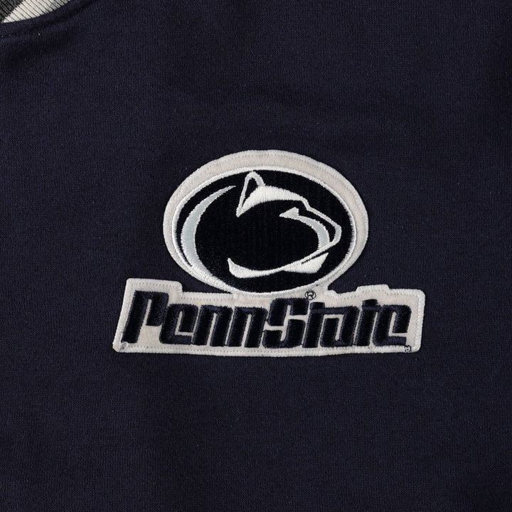 90'S Majestic Pennsylvania State University College Cotton Button Varsity Jacket (Men's XL equivalent) cotton navy blue type Vintage Second Hand