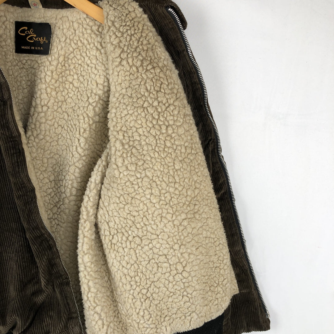 ~90'S Cal Craft Stand Collar Corduroy Boa Jacket, Made in USA, Men's Size L (Equivalent), Vintage unclear brown type Vintage Second Hand