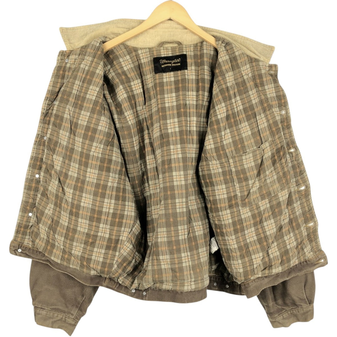 Wrangler AUTHENTIC WESTERN Insulated Duck Work Jacket, Men's Size L (approx.) cotton brown type Vintage Second Hand