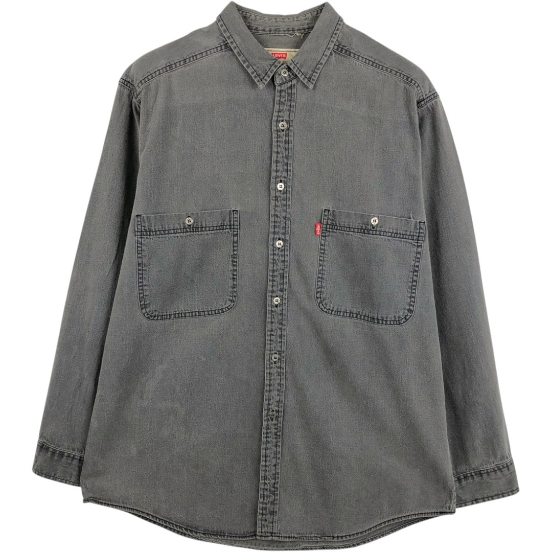 Levi's long sleeve denim shirt, men's size L cotton Charcoal Vintage Second Hand