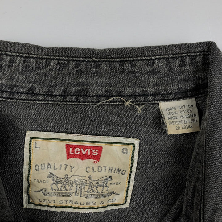 Levi's long sleeve denim shirt, men's size L cotton Charcoal Vintage Second Hand