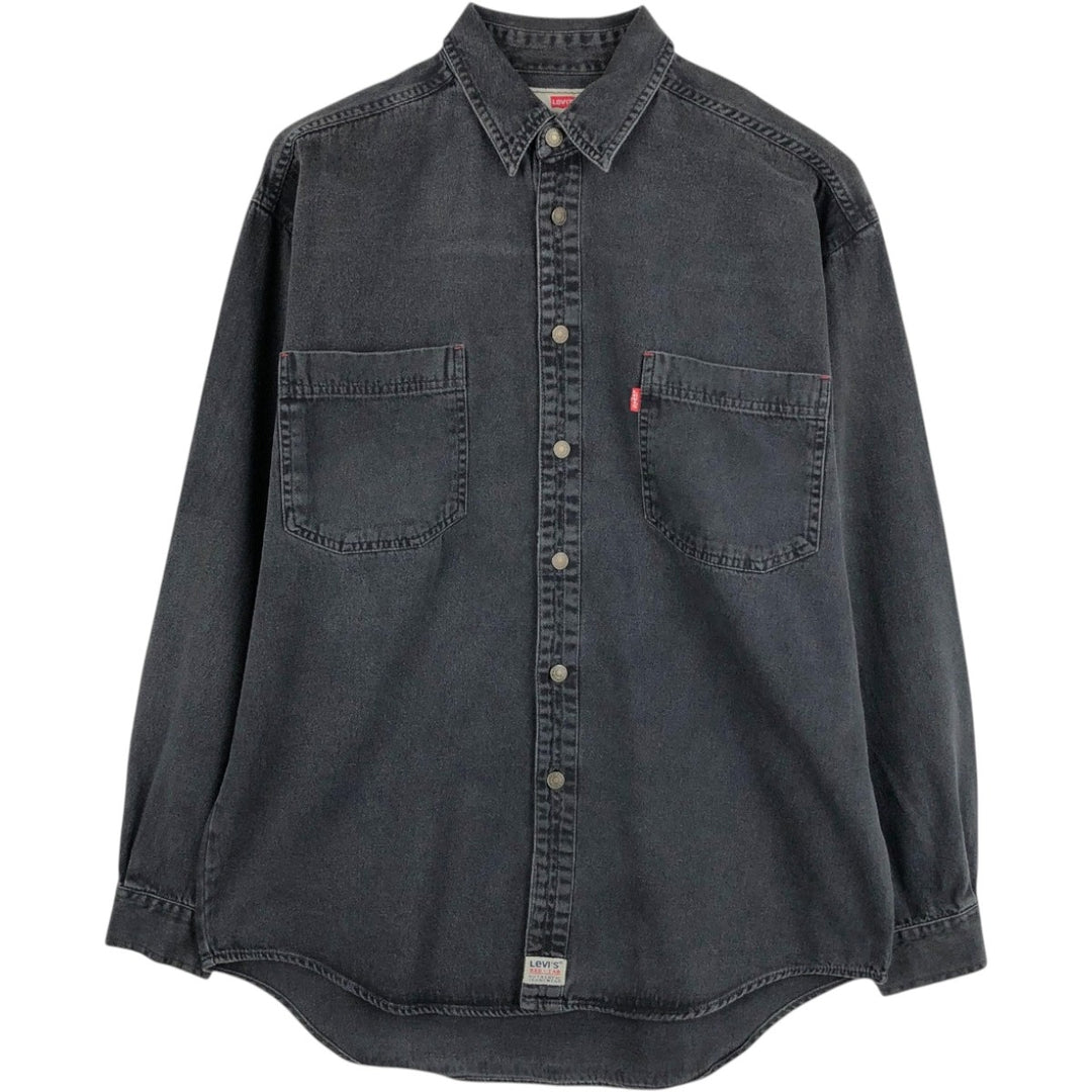 Levi's RED TAB Long-Sleeve Black Denim Shirt, Men's Size M (approx.) cotton black type Vintage Second Hand