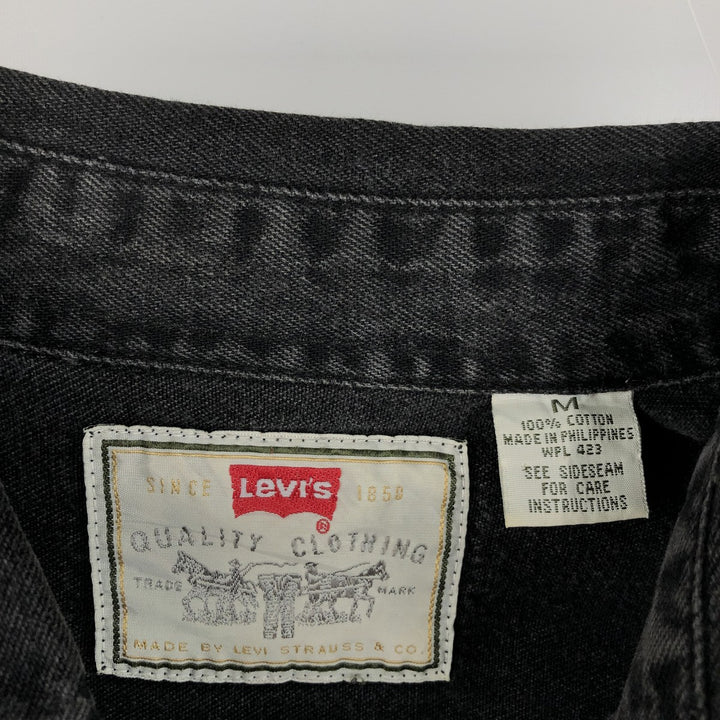 Levi's RED TAB Long-Sleeve Black Denim Shirt, Men's Size M (approx.) cotton black type Vintage Second Hand