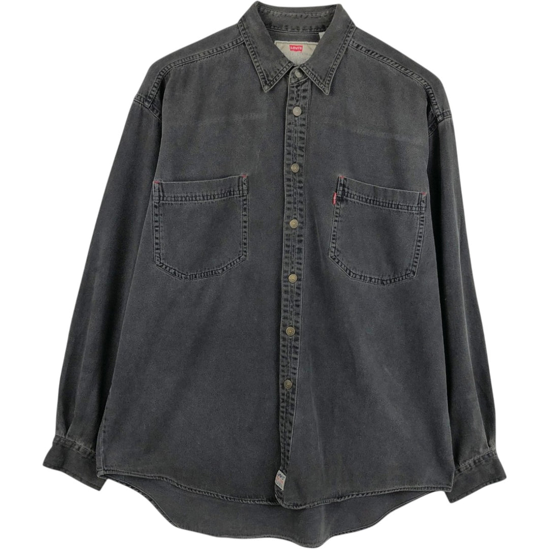 Levi's RED TAB Long-Sleeve Black Denim Shirt, Men's Size L (approx.) cotton black type Vintage Second Hand
