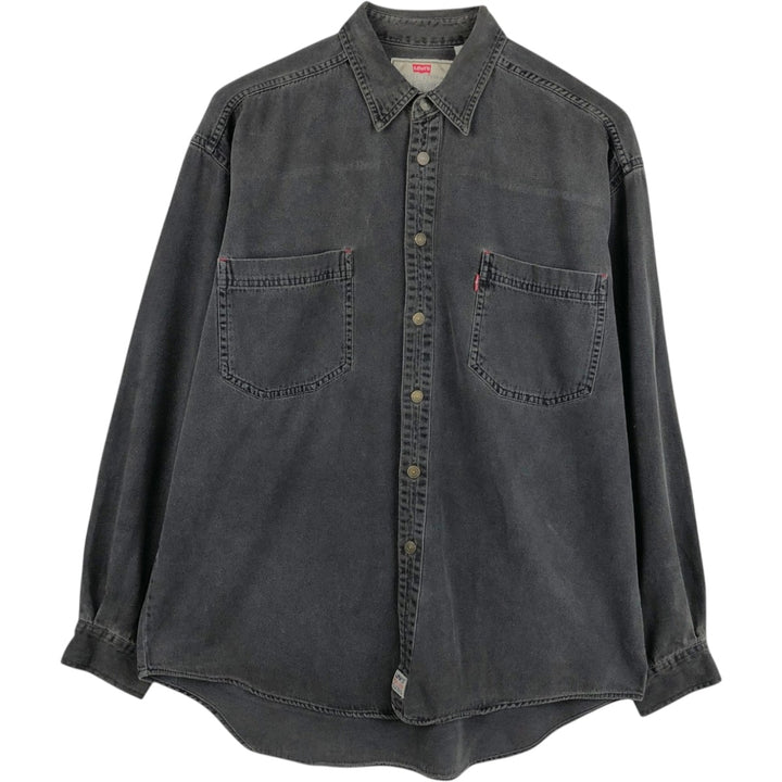 Levi's RED TAB Long-Sleeve Black Denim Shirt, Men's Size L (approx.) cotton black type Vintage Second Hand