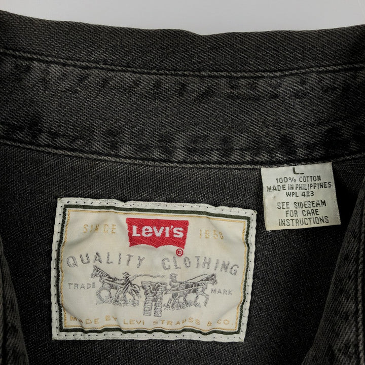 Levi's RED TAB Long-Sleeve Black Denim Shirt, Men's Size L (approx.) cotton black type Vintage Second Hand